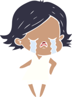 flat color style cartoon girl crying png