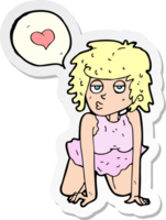 sticker of a cartoon woman in love png