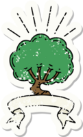 worn old sticker of a tattoo style tree png