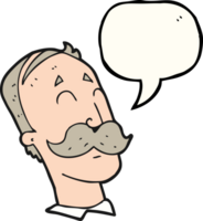 hand drawn speech bubble cartoon ageing man with mustache png