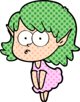 Cartoon-Elf-Mädchen starrt png