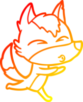 warm gradient line drawing of a cartoon wolf whistling png