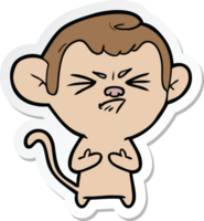 sticker of a cartoon annoyed monkey png