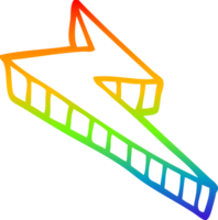 rainbow gradient line drawing of a cartoon decorative lightning bolt png