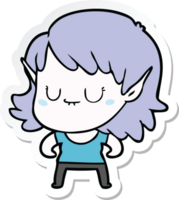 sticker of a happy cartoon elf girl png