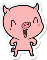 sticker of a happy cartoon pig png