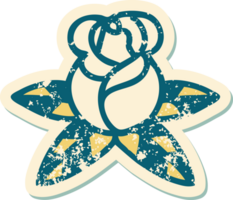 iconisch verontrust sticker tatoeëren stijl beeld van een single roos png