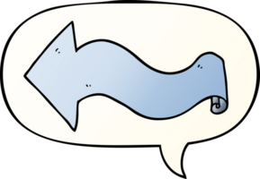 cartoon arrow with speech bubble in smooth gradient style png