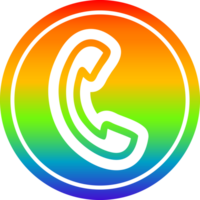 telefoon handset circulaire icoon met regenboog helling af hebben png