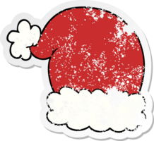 autocollant en détresse d'un chapeau de noël de dessin animé png