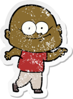 verontruste sticker van een cartoon kale man die staart png