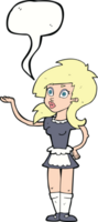 cartoon pretty waitress with speech bubble png