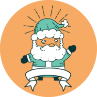 icon of a tattoo style santa claus christmas character png
