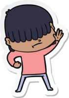 sticker of a cartoon boy with untidy hair png