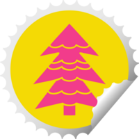 circulaire pellen sticker tekenfilm van een sneeuw gedekt boom png