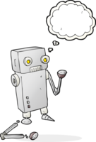 hand drawn thought bubble cartoon broken robot png