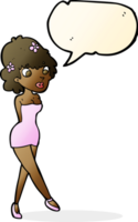 cartoon woman posing in dress with speech bubble png