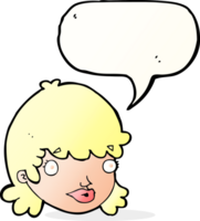 cartoon female face with speech bubble png