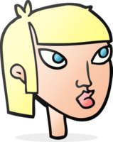 hand drawn cartoon female face png