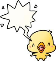 tekenfilm gelukkig vogel met toespraak bubbel in glad helling stijl png