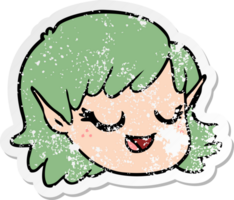 distressed sticker of a cartoon elf girl png