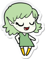 sticker of a happy cartoon elf girl png