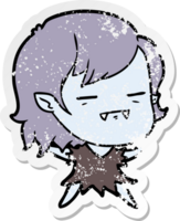 distressed sticker of a cartoon undead vampire girl png
