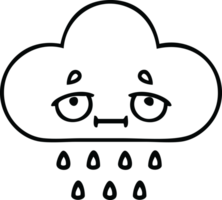 Linie Zeichnung Karikatur von ein Sturm Regen Wolke png