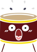 flat color retro cartoon of a drum png