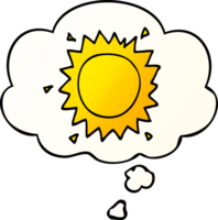 cartoon sun with thought bubble in smooth gradient style png