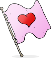 mano disegnato cartone animato amore cuore bandiera png