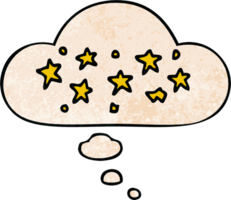 dibujos animados estrellas con pensamiento burbuja en grunge textura estilo png