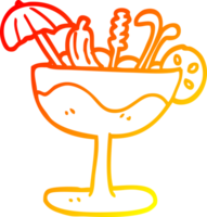 warm gradient line drawing of a cartoon tropical cocktail png