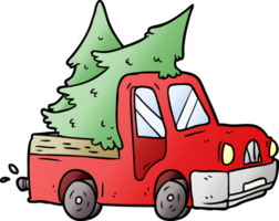 tecknad serie plocka upp lastbil bärande jul träd png