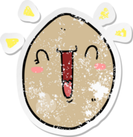 distressed sticker of a cartoon happy egg png