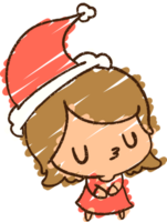 dibujo de tiza de mujer de navidad png