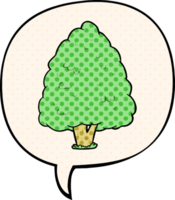 cartoon tall tree with speech bubble in comic book style png