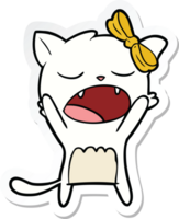 sticker of a cartoon cat meowing png