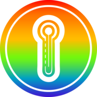 Glas Thermometer kreisförmig Symbol mit Regenbogen Gradient Fertig png