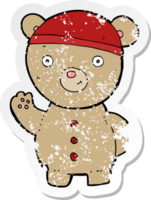 autocollant rétro en détresse d'un ours en peluche de dessin animé png