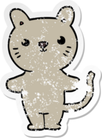 distressed sticker of a cartoon cat png