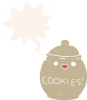 mignonne dessin animé biscuit pot avec discours bulle dans rétro style png