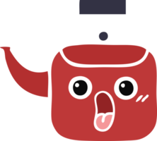 flat color retro cartoon of a kettle png