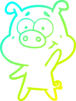 du froid pente ligne dessin de une content dessin animé porc png