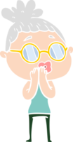 flat color style cartoon woman wearing spectacles png