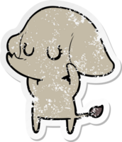 distressed sticker of a cute cartoon elephant png