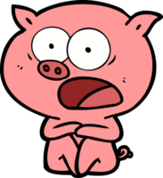 shocked cartoon pig sitting down png