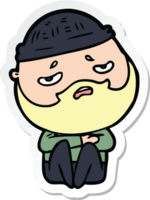 sticker of a cartoon worried man with beard png