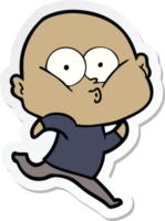 sticker of a cartoon bald man staring png