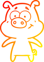 chaud pente ligne dessin de une content dessin animé porc png